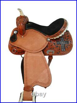 Rodeo Western Saddle 15 16 17 Barrel Racing Horse Tooled Leather Pleasure Tack