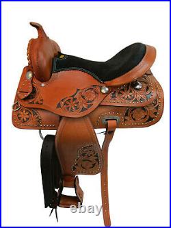 Rodeo Western Saddle 18 17 16 15 Barrel Racing Horse Pleasuer Tooled Leather Set