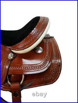 Rodeo Western Saddle Tooled Leather Barrel Racing Racer Horse Tack 15 16 17 18