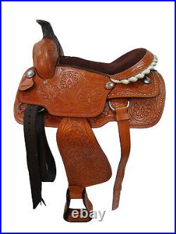 Roping Saddle Pro Western Ranch Pleasure Tooled Leather Horse Tack 15 16 17 18