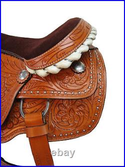 Roping Saddle Pro Western Ranch Pleasure Tooled Leather Horse Tack 15 16 17 18