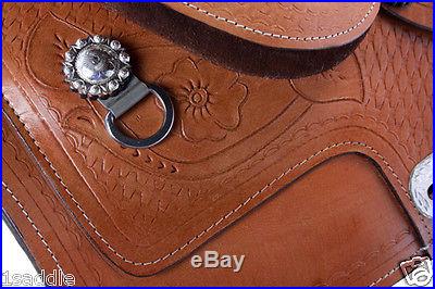 Royal 16 17 18 Brown Hand Tooled Western Leather Horse Roping Trail Saddle Tack