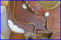 Ryon Western Saddle 15. Seat Hand Tooled Leather beautiful Condition