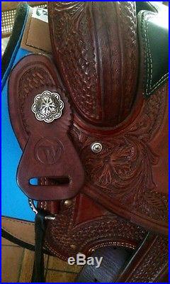SPECIALIZED TEXAS WADE SADDLE Horse TW Saddlery 16-inch Seat Tooled Leather