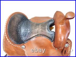 SR Natural Leather Barrel Racing Horse saddle 17 Seat with Fiber Glass Tree