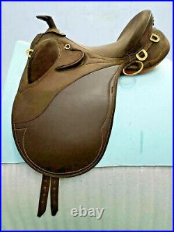 STOCK SADDLE with horn 17 synthetic super soft brown material