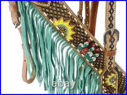 Showman Hand Painted Cactus And Sunflower Design Headstall And Breast Collar