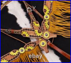 Showman Hand Painted Sunflower Brow Band Headstall And Breast Collar Set With