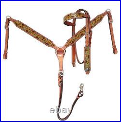 Showman Hand Painted Sunflower Design Browband Headstall And Breast Collar Se