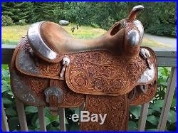 Silver Mesa Western Show Saddle 16 17 FQHB Overlaid Silver Sterling