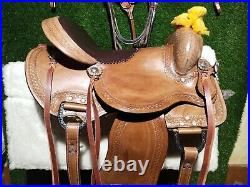 Size-16 Western Premium Leather Trail Horse Saddle Tack Free Shipping