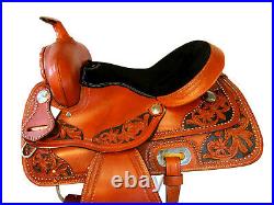 Sqhb Leather Studded Handcrafted Classic 15 16 Saddle Show Rodeo Floral