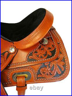 Sqhb Leather Studded Handcrafted Classic 15 16 Saddle Show Rodeo Floral