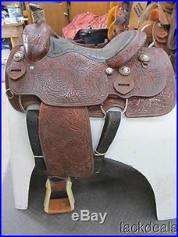 Stran Smith Custom Ammerman Roping Saddle Lightly Used 14 Fully Tooled LOOK