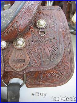 Stran Smith Custom Ammerman Roping Saddle Lightly Used 14 Fully Tooled LOOK