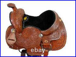 Studded Leather Fully Carved Tooled Western Pony Youth Children Pony Kids Saddle