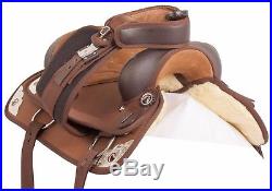 Synthetic Brown Western Pleasure Trail Horse Saddle Tack Pistol 14 15 16 17 18