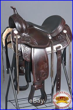 To111v1-f Hilason Treeless Western Leather Trail Pleasure Horse Riding Saddle 16
