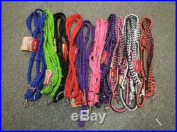 TOUGH-1 BRAIDED NYLON CORD KNOTTED RACING ROPING REINS WESTERN 7 FEET HORSE TACK