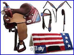 Tahoe Patriotic American Flag 5 Item Western Barrel Saddle Set Close Out Sale