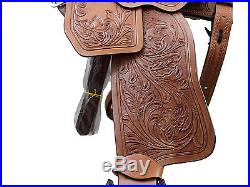 Tahoe Sparkle Conchos Floral Tooled Western Saddle 5 Items Set Kids and Adult