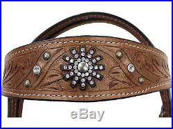 Tahoe Sparkle Conchos Floral Tooled Western Saddle 5 Items Set Kids and Adult