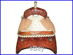 Tahoe Western Barrel Horse Saddle Cow Print Tooled Leather at Closeout Price