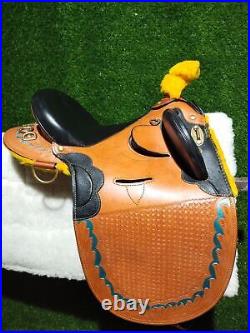 Tan Color Barco Australian Stock Leather Tack Saddle With Set All Size For Horse