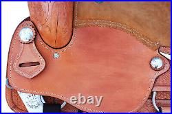 Thsl Western Roping Saddle Set Tooled 17 Light Oil Rh Lacing (1034) New