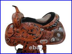 Trail Saddle Western Horse Comfortable Pleasure Tooled Leather Tack Set 15 16 17