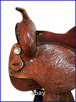 Trail Western Saddle 15 16 17 18 Horse Pleasure Floral Tooled Leather Tack Set