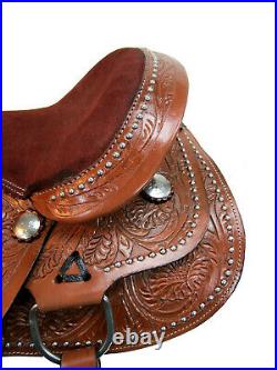 Trail Western Saddle 15 16 17 18 Horse Pleasure Floral Tooled Leather Tack Set