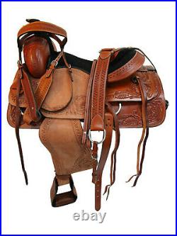 Trail Western Saddle 15 16 17 18 Pleasure Horse Floral Tooled Leather Tack Set