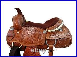 Trail Western Saddle Horse Pleasure Floral Tooled Leather Tack Set 15 16 17 18