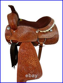 Trail Western Saddle Horse Pleasure Floral Tooled Leather Tack Set 15 16 17 18