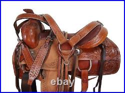 Trail Western Saddle Pleasure Horse Floral Tooled Leather Tack Set 15 16 17 18
