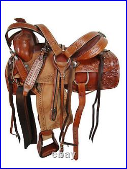 Trail Western Saddle Pleasure Horse Floral Tooled Leather Tack Set 15 16 17 18