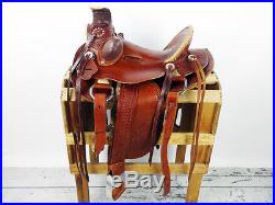 True Wade! 16 heavy western rawhide roping roper ranch cowboy leather saddle