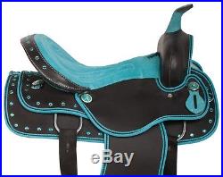 Turquoise Western Pleasure Trail Comfy Barrel Horse Cordura Saddle Tack 14 18
