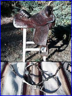 UNIQUE VINTAGE CIRCLE Y Lot's of Silver Trim MATCHING Headstall & Breast Collar