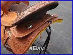 Used 15 Barrel Racing Trail Pleasure Show Tooled Leather Horse Western Saddle