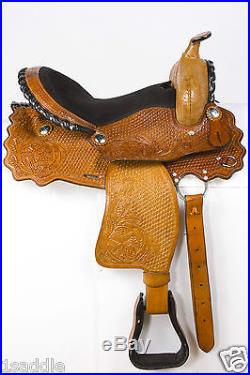 USED 15 WESTERN COMFY LEATHER BARREL RACING RACER TRAIL PLEASURE HORSE SADDLE