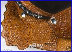 USED 15 WESTERN COMFY LEATHER BARREL RACING RACER TRAIL PLEASURE HORSE SADDLE