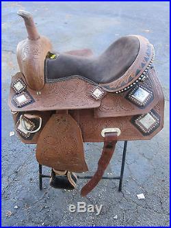Used 16 Roping Roper Barrel Racing Trail Pleasure Leather Western Horse Saddle