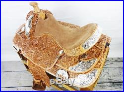 USED 16 WESTERN HORSE COWBOY SILVER SHOW RODEO PLEASURE TRAIL PARADE SADDLE