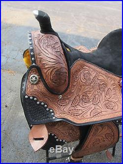 Used 17 Western Pleasure Silver Horn Show Parade Reiner Leather Horse Saddle