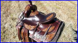 USED ANTIQUE STYLE 16 WESTERN HORSE OLD TIMER ROPING RANCH LEATHER SADDLE TRAIL