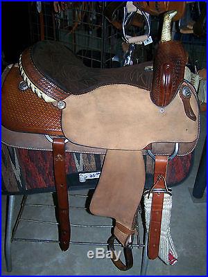USED HEREFORD TEX TAN CUTTING PENNING SORTING SADDLE 16 IN. NO RESERVE