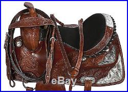 USED WESTERN SHOW SADDLE 16 HORSE SILVER BRIDLE REINS TACK PLEASURE TRAIL