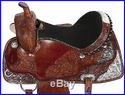 USED WESTERN SHOW SADDLE 16 HORSE SILVER BRIDLE REINS TACK PLEASURE TRAIL